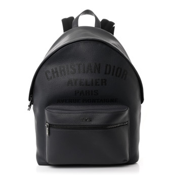 CHRISTIAN DIOR Calfskin Atelier Signature Print Backpack Grey