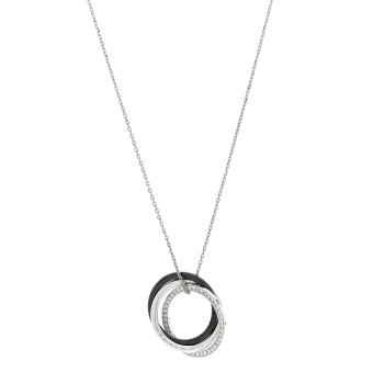 CARTIER 18K White Gold Black Ceramic Diamond Trinity Pendant Necklace
