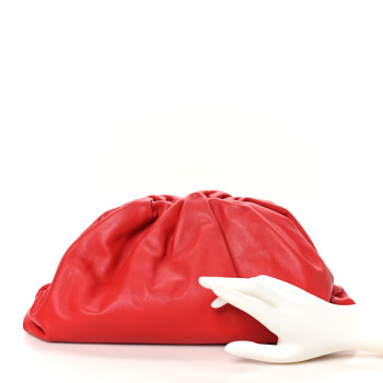 BOTTEGA VENETA Smooth Butter Calf The Pouch Oversized Clutch Bright Red