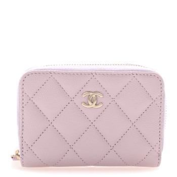 CHANEL Caviar Quilted Zip Coin Purse Light Pink
