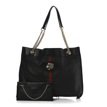 GUCCI Calfskin Large Rajah Chain Tote Black