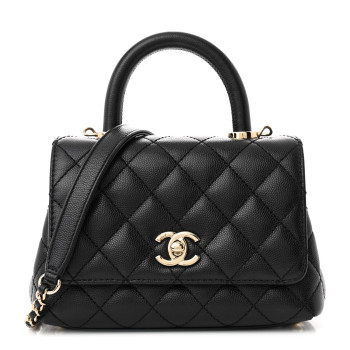 CHANEL Caviar Quilted Extra Mini Coco Handle Flap Black