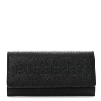 BURBERRY Grained Calfskin Embossed Porter Continental Wallet Black