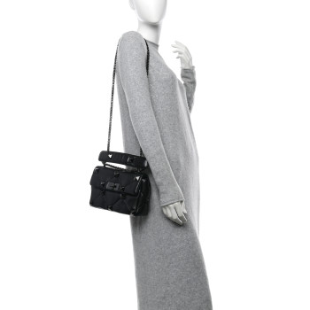 VALENTINO GARAVANI Nappa Monochrome Small Roman Stud Shoulder Bag Black