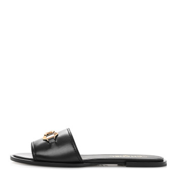 CHANEL Shiny Calfskin CC Mules 39.5 Black