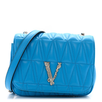 VERSACE Nappa Quilted Virtus Bag Blue