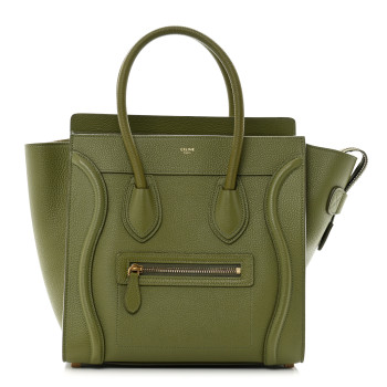 CELINE Drummed Calfskin Micro Luggage Light Khaki