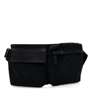 GUCCI GG Monogram Double Pocket Belt Bag Black