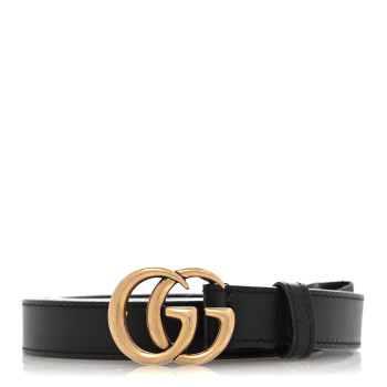 GUCCI Calfskin Double G 20mm Belt 100 40 Black