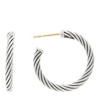 DAVID YURMAN Sterling Silver Small Cable Classics Hoop Earrings