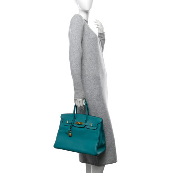 HERMES Epsom Birkin 35 Bleu Paon