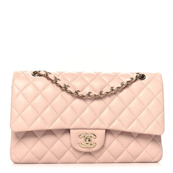 CHANEL Caviar Quilted Medium Double Flap Light Pink