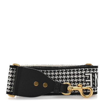 CHRISTIAN DIOR Canvas Houndstooth Embroidered 30 Montaigne Shoulder Strap Black White