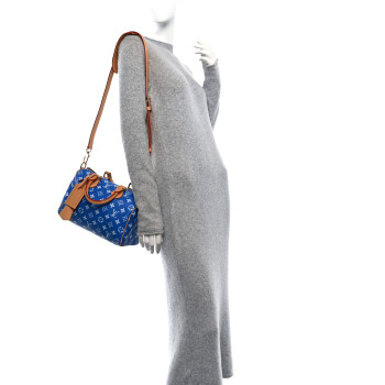 LOUIS VUITTON Calfskin Monogram Speedy P9 Bandouliere 25 Blue