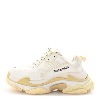 BALENCIAGA Fabric Mesh Womens Triple S Sneakers 38 White