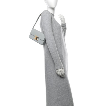 CELINE Shiny Calfskin Triomphe Shoulder Bag Soft Blue