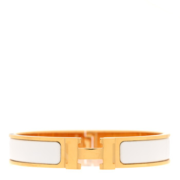 HERMES Enamel Narrow Clic Clac H Bracelet PM White