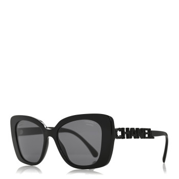 CHANEL Acetate Strass Polarized Square Sunglasses 5422-B Black