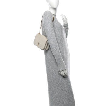 SAINT LAURENT Lambskin Matelasse Monogram Mini Jamie 4.3 Blanc Vintage