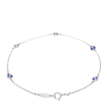 TIFFANY Platinum Blue Sapphire Elsa Peretti Color By The Yard 5 Station Bracelet