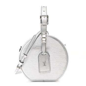 LOUIS VUITTON Metallic Epi Petite Boite Chapeau Silver