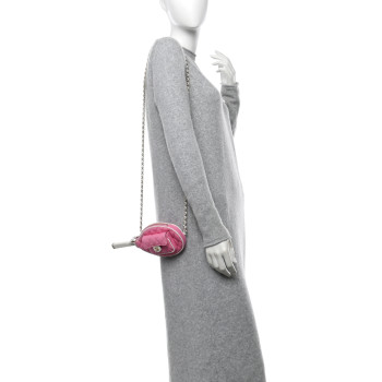 CHANEL Canvas Calfskin Tennis Racket Clutch With Chain Pink