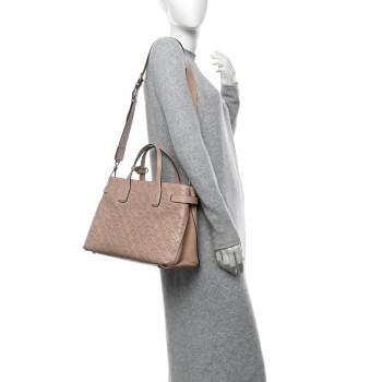 BURBERRY Calfskin Perforated Medium Banner Tote Pale Fawn Pink