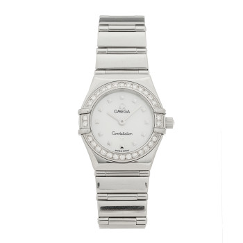 OMEGA Stainless Steel Diamond Bezel Mother of Pearl 22mm Constellation My Choice Quartz Watch 1465.71.00