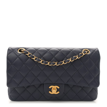 CHANEL Caviar Quilted Medium Double Flap Navy