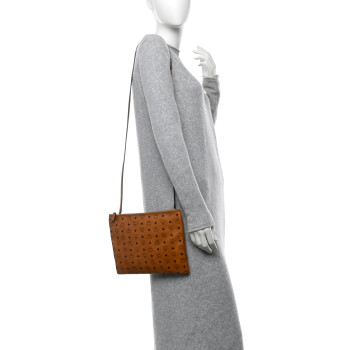 MCM Visetos Medium Crossbody Pouch Cognac
