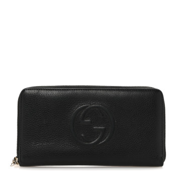 GUCCI Pebbled Calfskin Soho Zip Around Wallet Black
