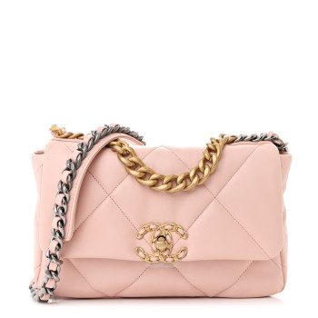 CHANEL Lambskin Quilted Medium Chanel 19 Flap Light Pink