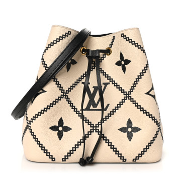 LOUIS VUITTON Empreinte Monogram Giant Broderies Neonoe MM Cream Black
