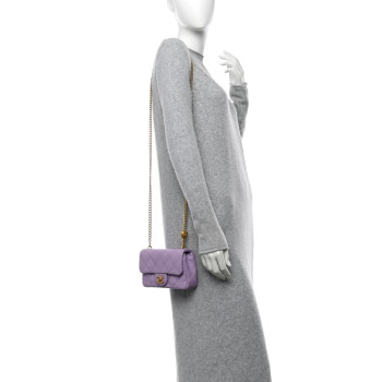 CHANEL Caviar Quilted Mini Rectangular Sweetheart Flap Light Purple
