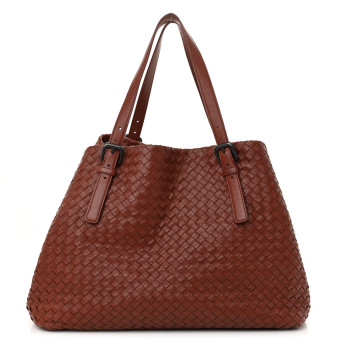 BOTTEGA VENETA Nappa Intrecciato Large Seamless Tote Burnt Red
