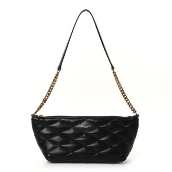 SAINT LAURENT Lambskin Quilted Gaby Zipped Shoulder Bag Black