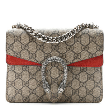 GUCCI GG Supreme Monogram Mini Dionysus Shoulder Bag Hibiscus Red