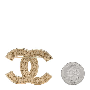 CHANEL Metal Crystal Graduated Pearl CC Brooch Gold