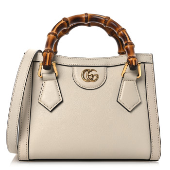 GUCCI Wonka Grain Calfskin Mini Diana Tote Bag Mystic White
