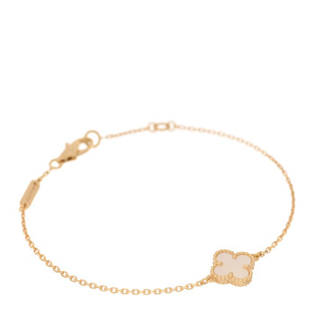 VAN CLEEF & ARPELS 18K Yellow Gold Mother of Pearl Sweet Alhambra Bracelet