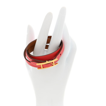 HERMES Epsom Behapi Double Tour Bracelet S Rose Extreme