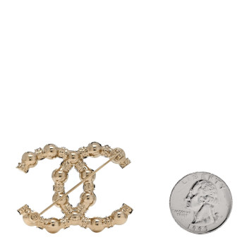 CHANEL Pearl Crystal Nefertiti CC Brooch Gold