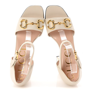 GUCCI Nappa Horsebit Cross Strap 95mm Sandals 40.5 Mystic White