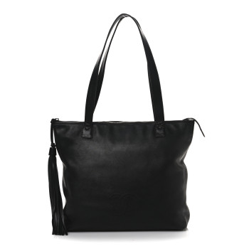 CHANEL Lambskin CC Shopping Tote Black