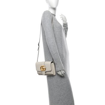 GUCCI Calfskin Small Arli Flap Shoulder Bag Mystic White