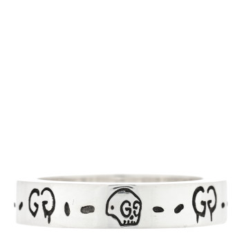 GUCCI Sterling Silver Narrow GucciGhost Hamlet Skull Ring 49 4.75