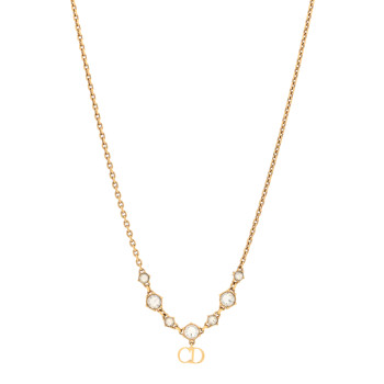 CHRISTIAN DIOR Metal Crystal Claire D Lune Necklace Gold