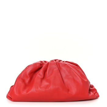 BOTTEGA VENETA Smooth Butter Calf The Pouch Oversized Clutch Bright Red