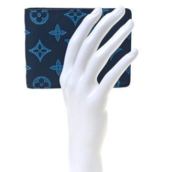 LOUIS VUITTON Monogram Shadow Multiple Wallet Navy River Blue