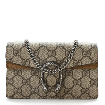 GUCCI GG Supreme Monogram Super Mini Dionysus Shoulder Bag Taupe